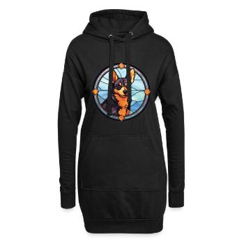 Lancashire Heeler Hunderasse Buntes Glas Bunt - Hoodie-Kleid - Schwarz - Vorne