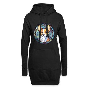 Lundehund Chien Race Vitrail Coloré Waterco - Sweat-shirt à capuche long Femme - noir - Devant