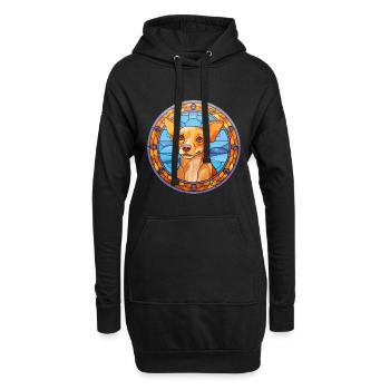 Mallorca Ratter Hunderasse Buntes Glas Bunt Wa - Hoodie-Kleid - Schwarz - Vorne
