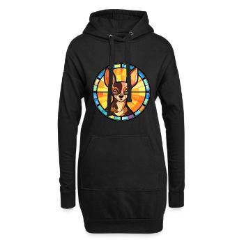 Russischer Toy Terrier Hunderasse Buntglas Colorf - Hoodie-Kleid - Schwarz - Vorne