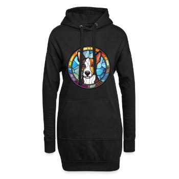 Tenterfield Terrier Hunderasse Buntglas Colorf - Hoodie-Kleid - Schwarz - Vorne