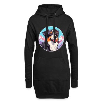 Aidi race de chien dessin animé Kawaii aquarelle - Sweat-shirt à capuche long Femme - noir - Devant