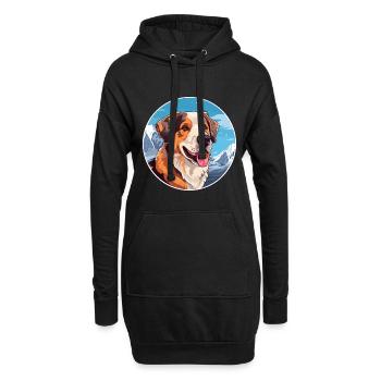Akbash Hunderasse Karikatur Kawaii Aquarell - Hoodie-Kleid - Schwarz - Vorne