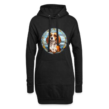 Tyroler Bracke chien race vitrail coloré Wa - Sweat-shirt à capuche long Femme - noir - Devant