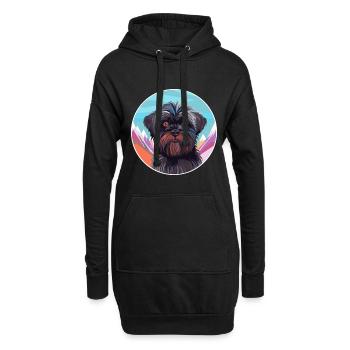 Affenpinscher chien race dessin animé kawaii aquarelle - Sweat-shirt à capuche long Femme - noir - Devant