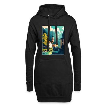 Hallein Autriche Affiche de voyage vintage WPA Souvenir - Sweat-shirt à capuche long Femme - noir - Devant