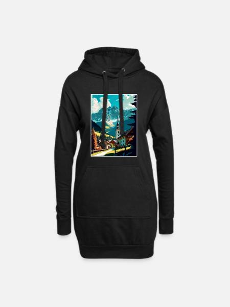 Garmisch Partenkirchen Deutschland Reiseplakat - Hoodie-Kleid - Schwarz
