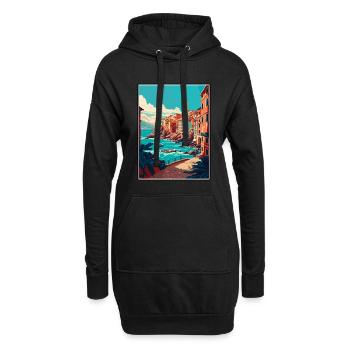 Gênes Italie Vintage voyage affiche WPA Souvenir - Sweat-shirt à capuche long Femme - noir - Devant