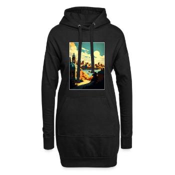 Oslo Norvège Vintage voyage affiche WPA Souvenir - Sweat-shirt à capuche long Femme - noir - Devant