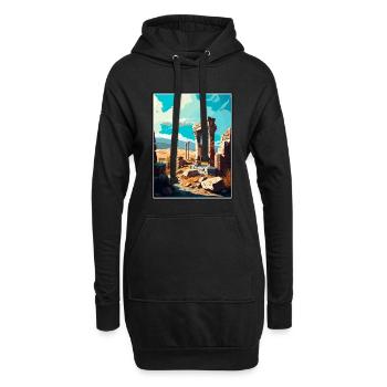 Göbeklitepe Turquie Vintage voyage affiche Souvenir - Sweat-shirt à capuche long Femme - noir - Devant