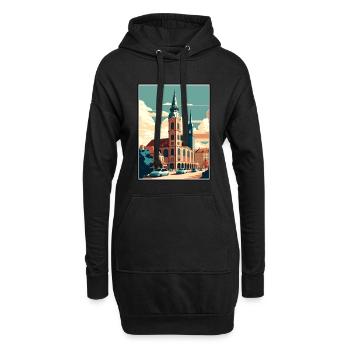 Stuttgart Allemagne Vintage voyage affiche Souvenir - Sweat-shirt à capuche long Femme - noir - Devant