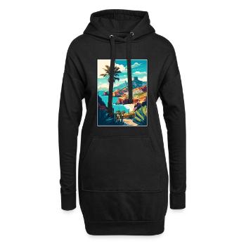 Gran Canaria Espagne Vintage voyage affiche Souvenir - Sweat-shirt à capuche long Femme - noir - Devant