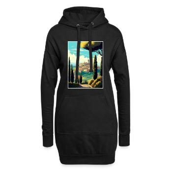 Montepulciano Italie Vintage voyage affiche Souvenir - Sweat-shirt à capuche long Femme - noir - Devant