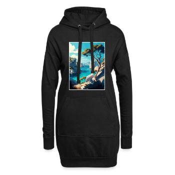Calanques France Décoration Ar Affiche De Voyage - Sweat-shirt à capuche long Femme - noir - Devant