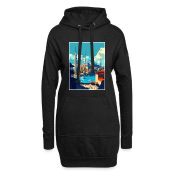 Istanbul Décoration Turquie Vintage Affiche De Voyage - Sweat-shirt à capuche long Femme - noir - Devant