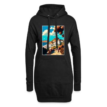 Patmos Grèce Décoration Grec Voyage Affiche - Sweat-shirt à capuche long Femme - noir - Devant