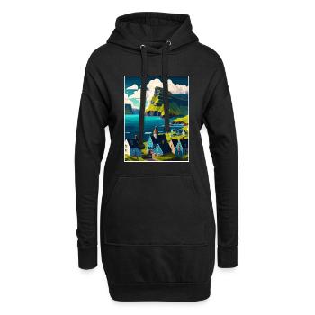 Île Féroé Danemark Les îles Affiche de voyage - Sweat-shirt à capuche long Femme - noir - Devant