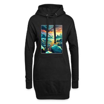 Jokulsarlon Islande Vintage voyage affiche Souvenir - Sweat-shirt à capuche long Femme - noir - Devant