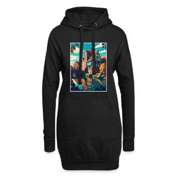 Nuremberg décoration Allemagne Vintage affiche de voyage - Sweat-shirt à capuche long Femme - noir - Devant