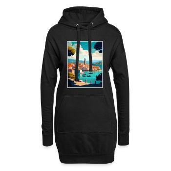Korcula Croatie île Vintage voyage affiche WPA - Sweat-shirt à capuche long Femme - noir - Devant