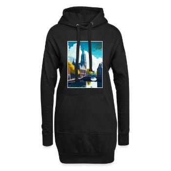 Delft Pays-Bas Vintage voyage affiche Souvenir - Sweat-shirt à capuche long Femme - noir - Devant