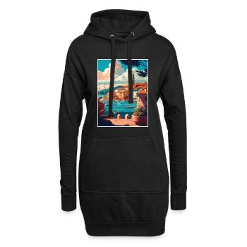 St. Tropez Seascape Frankreich Vintage Reiseposter - Hoodie-Kleid - Schwarz - Vorne