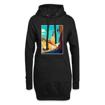 Sibui Roumanie Vintage voyage affiche WPA Souvenir - Sweat-shirt à capuche long Femme - noir - Devant