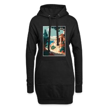 Rhodes Grèce Décoration Vintage Voyage Affiche WPA - Sweat-shirt à capuche long Femme - noir - Devant
