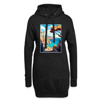 Rhodes Grèce Décoration Vintage Voyage Affiche WPA - Sweat-shirt à capuche long Femme - noir - Devant
