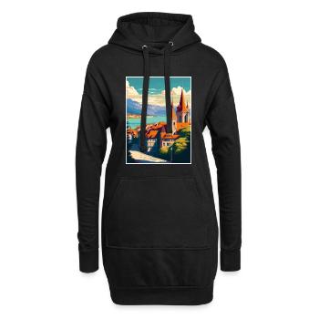 Lausanne Suisse Vintage voyage affiche WPA Art - Sweat-shirt à capuche long Femme - noir - Devant