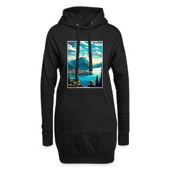 Lugano Suisse Vintage voyage affiche Souvenir - Sweat-shirt à capuche long Femme - noir - Devant