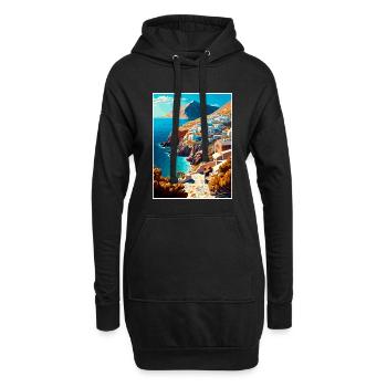 Folegandros Griechenland Dekoration Reiseposter - Hoodie-Kleid - Schwarz - Vorne