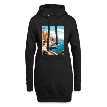 Cote D Azur Frankreich Vintage Reiseposter Souvenir - Hoodie-Kleid - Schwarz - Vorne