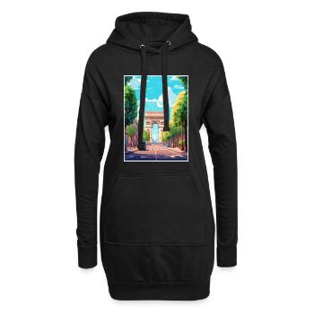 Arc De Triomphe France Paris Vintage Affiche De Voyage - Sweat-shirt à capuche long Femme - noir - Devant