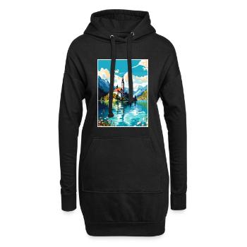 Lac de Bled Slovénie Vintage voyage affiche Souvenir - Sweat-shirt à capuche long Femme - noir - Devant