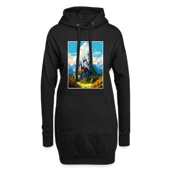 Château de Neuschwanstein Allemagne affiche de voyage - Sweat-shirt à capuche long Femme - noir - Devant