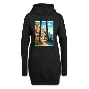 Amalfi Italie Décoration Vintage Voyage Affiche WPA - Sweat-shirt à capuche long Femme - noir - Devant