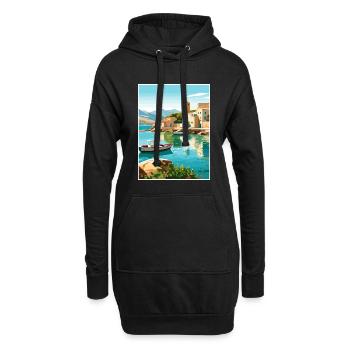 Crète Grèce Décoration Vintage Voyage Affiche WPA - Sweat-shirt à capuche long Femme - noir - Devant