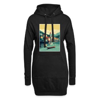Comer See Italien Dekoration Vintage Reiseposter - Hoodie-Kleid - Schwarz - Vorne