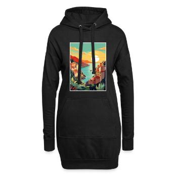 Cinque Terre Italie Décoration Patmos Affiche De Voyage - Sweat-shirt à capuche long Femme - noir - Devant