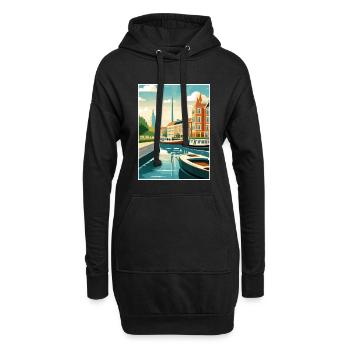 Copenhague Danemark Vintage voyage affiche Souvenir - Sweat-shirt à capuche long Femme - noir - Devant