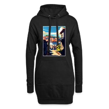 Viseu Portugal Vintage voyage affiche WPA Souvenir - Sweat-shirt à capuche long Femme - noir - Devant