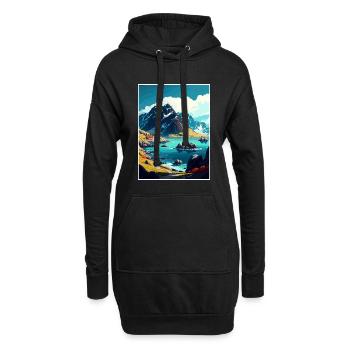 Lofoten Norwegisches Vintage-Reiseposter - Hoodie-Kleid - Schwarz - Vorne