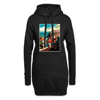 São Miguel Portugal Vintage voyage affiche Souvenir - Sweat-shirt à capuche long Femme - noir - Devant