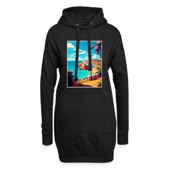 Albufeira Portugal Cascais Affiche de voyage Vintage - Sweat-shirt à capuche long Femme - noir - Devant