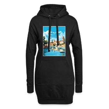 Savonlinna Finlande Vintage voyage affiche Souvenir - Sweat-shirt à capuche long Femme - noir - Devant