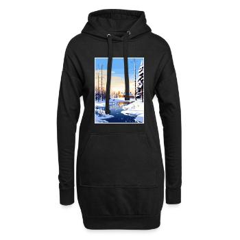 Rovaniemi Finlande Vintage voyage affiche Souvenir - Sweat-shirt à capuche long Femme - noir - Devant