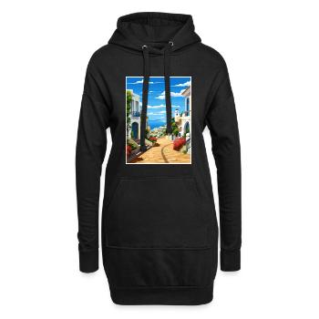 Albufeira Portugal Cascais Affiche de voyage Vintage - Sweat-shirt à capuche long Femme - noir - Devant