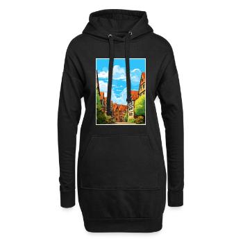 Nuremberg décoration Allemagne Vintage affiche de voyage - Sweat-shirt à capuche long Femme - noir - Devant