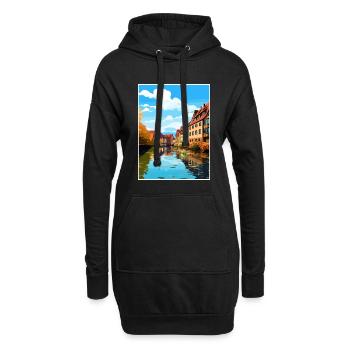 Nuremberg décoration Allemagne Vintage affiche de voyage - Sweat-shirt à capuche long Femme - noir - Devant